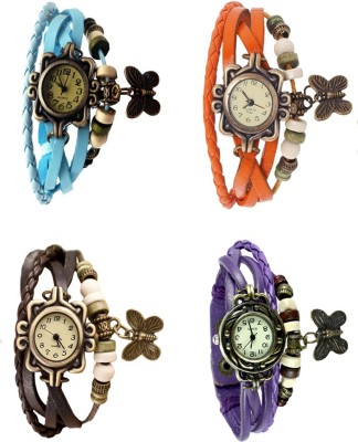 NS18 Vintage Butterfly Rakhi Combo of 4 Sky Blue, Brown, Orange And Purple Analog Watch  - For Women   Watches  (NS18)