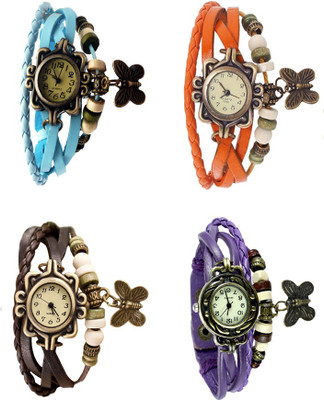 NS18 Vintage Butterfly Rakhi Combo of 4 Sky Blue, Brown, Orange And Purple Analog Watch  - For Women   Watches  (NS18)