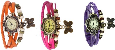 NS18 Vintage Butterfly Rakhi Watch Combo of 3 Orange, Pink And Purple Analog Watch  - For Women   Watches  (NS18)