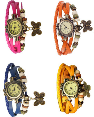 

NS18 Vintage Butterfly Rakhi Combo of 4 Pink, Blue, Orange And Yellow Watch - For Women