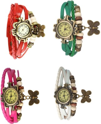 NS18 Vintage Butterfly Rakhi Combo of 4 Red, Pink, Green And White Analog Watch  - For Women   Watches  (NS18)