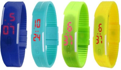NS18 Silicone Led Magnet Band Combo of 4 Blue, Sky Blue, Green And Yellow Digital Watch  - For Boys & Girls   Watches  (NS18)