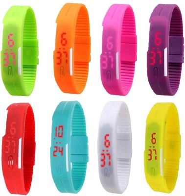 NS18 Silicone Led Magnet Band Combo of 8 Green, Orange, Pink, Purple, Red, Sky Blue, Yellow And White Digital Watch  - For Boys & Girls   Watches  (NS18)
