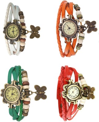 NS18 Vintage Butterfly Rakhi Combo of 4 White, Green, Orange And Red Analog Watch  - For Women   Watches  (NS18)