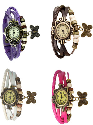 

Kissu Vintage Rakhi Combo of 4 Purple, White, Brown And Pink Watch - For Women