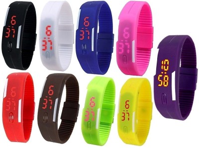 Haunt Unisex Multicolor Pack of 9 Rubber Jelly Slim Silicone Sports Led Smart Band Digital Watch  - For Boys & Girls   Watches  (Haunt)