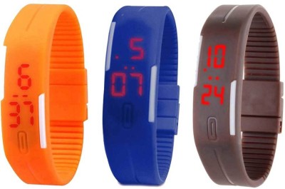 NS18 Silicone Led Magnet Band Combo of 3 Orange, Blue And Brown Digital Watch  - For Boys & Girls   Watches  (NS18)