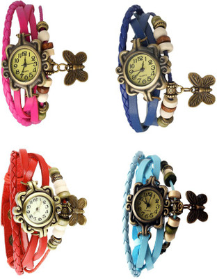

Kissu Vintage Rakhi Combo of 4 Pink, Red, Blue And Sky Blue Watch - For Women