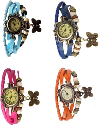 NS18 Vintage Butterfly Rakhi Combo of 4 Sky Blue, Pink, Blue And Orange Analog Watch  - For Women   Watches  (NS18)