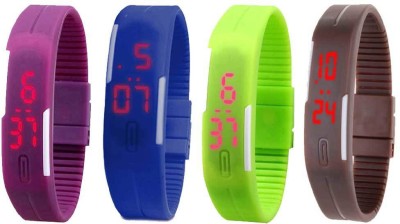 NS18 Silicone Led Magnet Band Combo of 4 Purple, Blue, Green And Brown Digital Watch  - For Boys & Girls   Watches  (NS18)