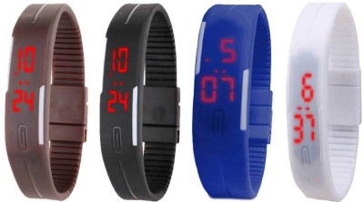 NS18 Silicone Led Magnet Band Combo of 4 Brown, Black, Blue And White Digital Watch  - For Boys & Girls   Watches  (NS18)