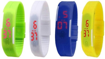 NS18 Silicone Led Magnet Band Combo of 4 Green, White, Blue And Yellow Digital Watch  - For Boys & Girls   Watches  (NS18)