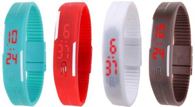 NS18 Silicone Led Magnet Band Combo of 4 Sky Blue, Red, White And Brown Digital Watch  - For Boys & Girls   Watches  (NS18)