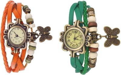 NS18 Vintage Butterfly Rakhi Watch Combo of 2 Orange And Green Analog Watch  - For Women   Watches  (NS18)