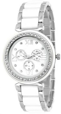 YASHMIT White Silver Diamond Look Party Wear Analog Watch for Girls / Women's-Y-A-059 Watch - For Women