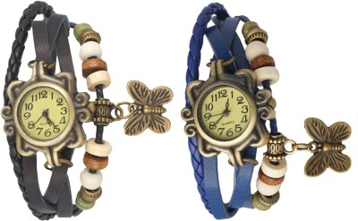 NS18 Vintage Butterfly Rakhi Watch Combo of 2 Black And Blue Analog Watch  - For Women   Watches  (NS18)