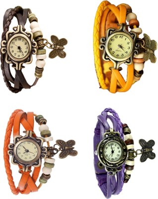 NS18 Vintage Butterfly Rakhi Combo of 4 Brown, Orange, Yellow And Purple Analog Watch  - For Women   Watches  (NS18)