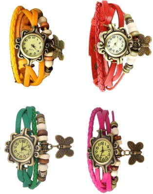NS18 Vintage Butterfly Rakhi Combo of 4 Yellow, Green, Red And Pink Analog Watch  - For Women   Watches  (NS18)