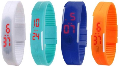 NS18 Silicone Led Magnet Band Combo of 4 White, Sky Blue, Blue And Orange Digital Watch  - For Boys & Girls   Watches  (NS18)