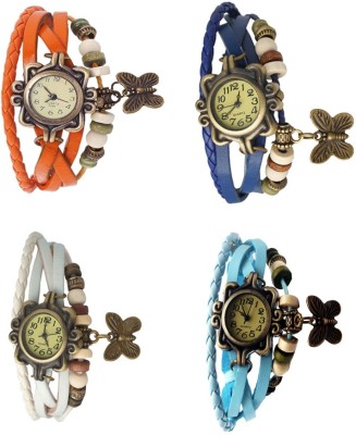 NS18 Vintage Butterfly Rakhi Combo of 4 Orange, White, Blue And Sky Blue Analog Watch  - For Women   Watches  (NS18)