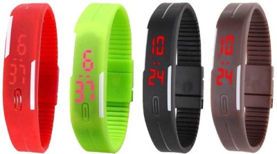 NS18 Silicone Led Magnet Band Combo of 4 Red, Green, Black And Brown Digital Watch  - For Boys & Girls   Watches  (NS18)