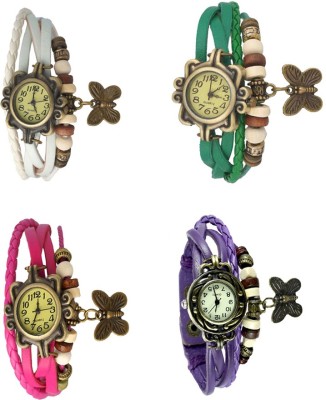 NS18 Vintage Butterfly Rakhi Combo of 4 White, Pink, Green And Purple Analog Watch  - For Women   Watches  (NS18)