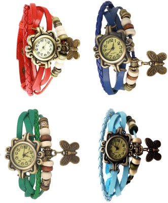NS18 Vintage Butterfly Rakhi Combo of 4 Red, Green, Blue And Sky Blue Analog Watch  - For Women   Watches  (NS18)