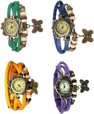 NS18 Vintage Butterfly Rakhi Combo of 4 Green, Yellow, Blue And Purple Analog Watch  - For Women   Watches  (NS18)