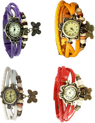 

Kissu Vintage Rakhi Combo of 4 Purple, White, Yellow And Red Watch - For Women