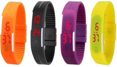 NS18 Silicone Led Magnet Band Combo of 4 Orange, Black, Purple And Yellow Digital Watch  - For Boys & Girls   Watches  (NS18)