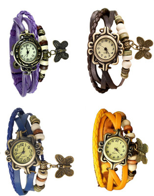 

Kissu Vintage Rakhi Combo of 4 Purple, Blue, Brown And Yellow Watch - For Women