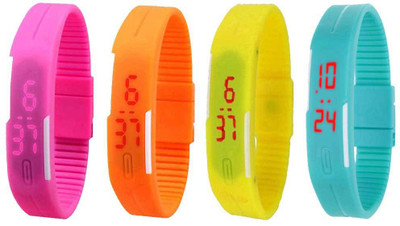

Kissu Led Magnet Band Combo of 4 Pink, Orange, Yellow And Sky Blue Watch - For Men & Women
