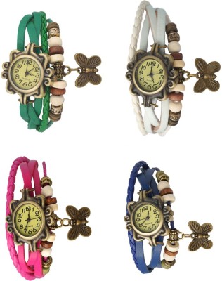 NS18 Vintage Butterfly Rakhi Combo of 4 Green, Pink, White And Blue Analog Watch  - For Women   Watches  (NS18)