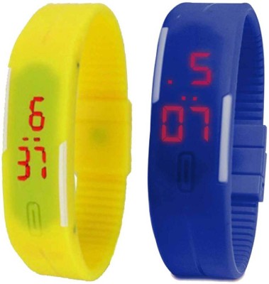 NS18 Silicone Led Magnet Band Set of 2 Yellow And Blue Digital Watch  - For Boys & Girls   Watches  (NS18)