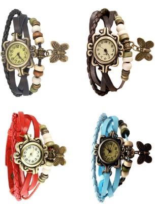 NS18 Vintage Butterfly Rakhi Combo of 4 Black, Red, Brown And Sky Blue Analog Watch  - For Women   Watches  (NS18)