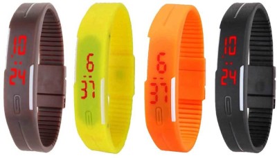 NS18 Silicone Led Magnet Band Combo of 4 Brown, Yellow, Orange And Black Digital Watch  - For Boys & Girls   Watches  (NS18)