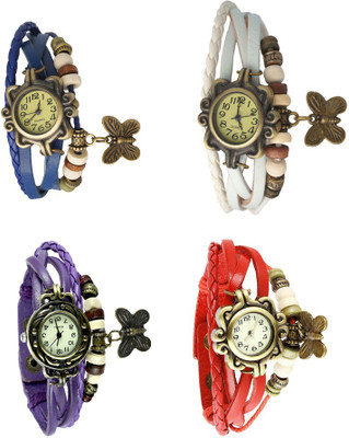 

Kissu Vintage Rakhi Combo of 4 Blue, Purple, White And Red Watch - For Women