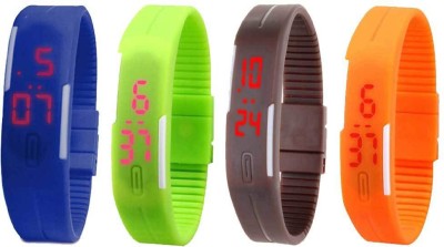 NS18 Silicone Led Magnet Band Combo of 4 Blue, Green, Brown And Orange Digital Watch  - For Boys & Girls   Watches  (NS18)