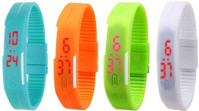 

Kissu Led Magnet Band Combo of 4 Sky Blue, Orange, Green And White Watch - For Men & Women