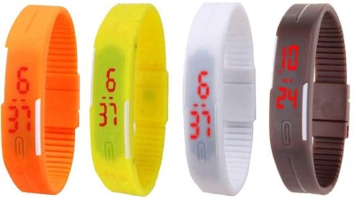NS18 Silicone Led Magnet Band Combo of 4 Orange, White, Yellow And Brown Digital Watch  - For Boys & Girls   Watches  (NS18)