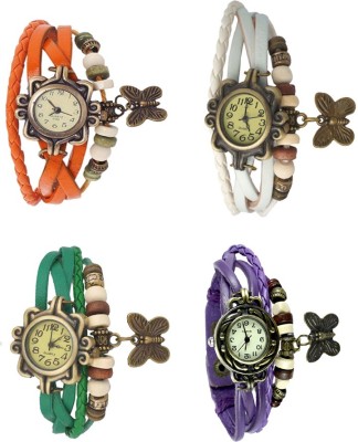 NS18 Vintage Butterfly Rakhi Combo of 4 Orange, Green, White And Purple Analog Watch  - For Women   Watches  (NS18)