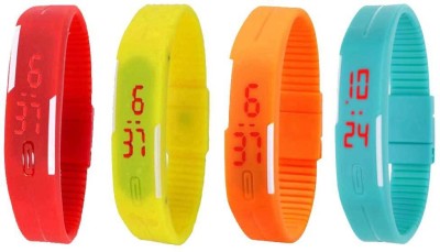 NS18 Silicone Led Magnet Band Watch Combo of 4 Red, Yellow, Orange And Sky Blue Digital Watch  - For Couple   Watches  (NS18)