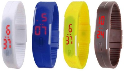 NS18 Silicone Led Magnet Band Combo of 4 White, Blue, Yellow And Brown Digital Watch  - For Boys & Girls   Watches  (NS18)