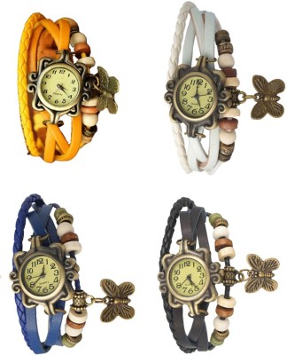 NS18 Vintage Butterfly Rakhi Combo of 4 Yellow, Blue, White And Black Analog Watch  - For Women   Watches  (NS18)