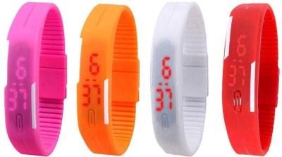 

Kissu Led Magnet Band Combo of 4 Pink, Orange, White And Red Watch - For Men & Women