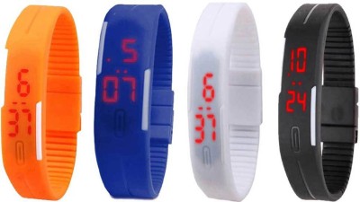 NS18 Silicone Led Magnet Band Combo of 4 Orange, Blue, White And Black Digital Watch  - For Boys & Girls   Watches  (NS18)