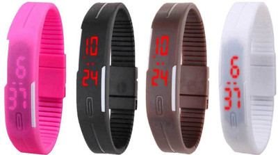 

Kissu Led Magnet Band Combo of 4 Pink, Black, Brown And White Watch - For Men & Women