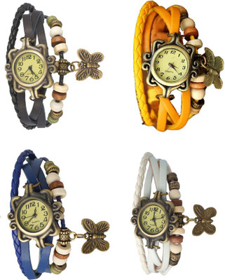 

NS18 Vintage Butterfly Rakhi Combo of 4 Black, Blue, Yellow And White Watch - For Women