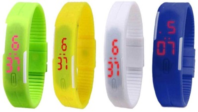 NS18 Silicone Led Magnet Band Combo of 4 Green, White, Yellow And Blue Digital Watch  - For Boys & Girls   Watches  (NS18)