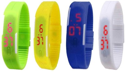 NS18 Silicone Led Magnet Band Combo of 4 Green, Yellow, Blue And White Digital Watch  - For Boys & Girls   Watches  (NS18)